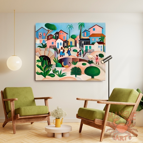 Tarsila do Amaral - Morro da favela - Arte em Tela Acetinada - comprar online