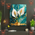 Quadro decorativo. Flor lírio dourada, sobre o marmore. tela acetinada.
