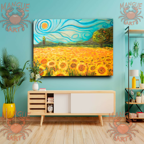 Van Gogh - Campo de girassóis - Arte em Tela Acetinada