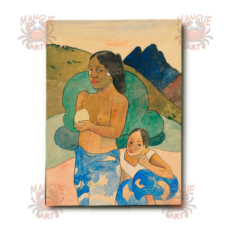 Quadro Decorativo em Tela Acetinada - Paul Gauguin - Duas Mulheres Taitianas 1899