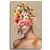 Quadro decorativo rosto feminino morena com flores em tela acetinada