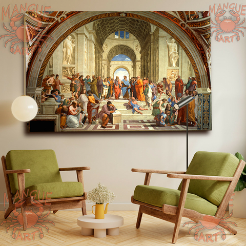Quadro Decorativo Escola de Atenas - Rafael Sanzio - Arte Renascentista em Tela Acetinada - comprar online