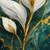 Kit quadros decorativos. Flor de lirio branco e dourado fundo de marmore. Impressão em tela acetinada