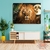 Quadro decorativo Grande Leão de juda dourado com lua cheia, folhas tropicais, costela de adão. na internet