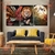 Imagem do Quadro Decorativo Triplo Leão Tropical e Lua Cheia – Para Sala, Quarto, Escritório
