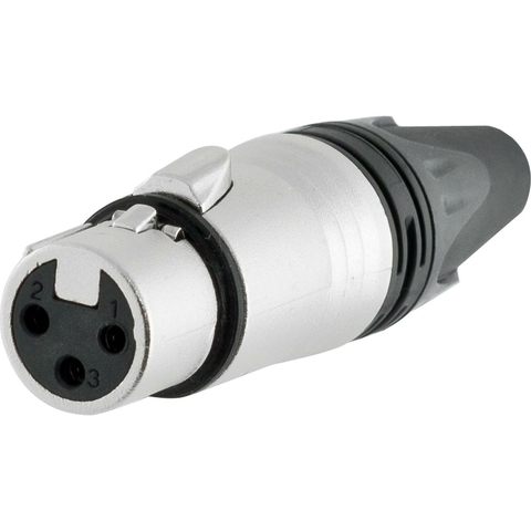 CONECTOR XLR FÊMEA 3 PÓLOS NIQUELADO - 1 UND - HYX