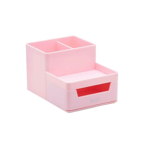 ORGANIZADOR DE MESA 4 COMPART. COM GAVETA ROSA PASTEL - BRW