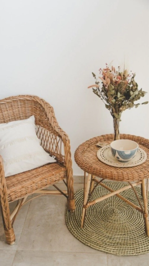 Mesa de mimbre redonda - comprar online