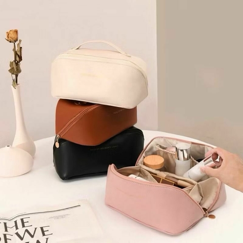 Necessaire Feminina Grande em Couro PU – Impermeável, Espaçosa e Estilosa