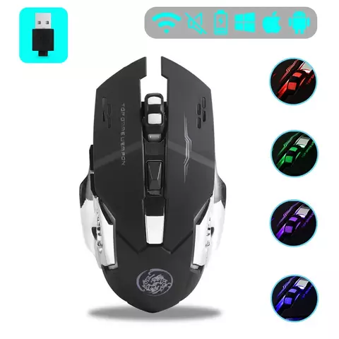 Mouse Com Clique sem Fio Gamer,recarregável, bluetooth, Com entrada usb