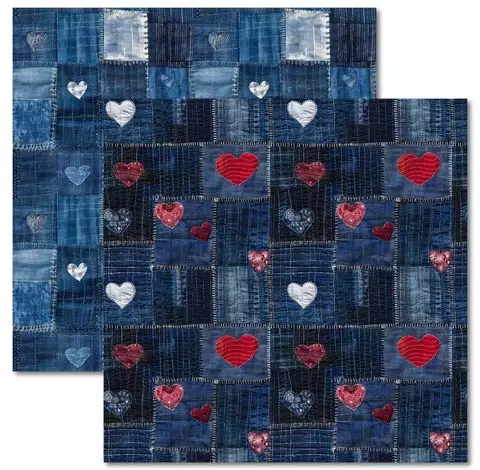 BORDADO JEANS 4 - PAPEL PARA SCRAPBOOK DUPLA FACE