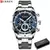 Relógio Curren masculino de luxo, cronógrafo, pulseira inox, à prova d'água, design imponente e moderno. Estilo, resistência e presença no pulso. - comprar online