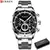 Relógio Curren masculino de luxo, cronógrafo, pulseira inox, à prova d'água, design imponente e moderno. Estilo, resistência e presença no pulso. na internet