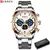 Relógio Curren masculino de luxo, cronógrafo, pulseira inox, à prova d'água, design imponente e moderno. Estilo, resistência e presença no pulso. - Tribo do alfa