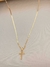Cordão piastrini 1.85g 60cm + pingente Cruz vazada mini 0.20g - OURO 18k