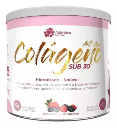 Colágeno Hidrolizado Sub30 sabor frutas vermelhas - Atlântica Natural