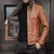 Jaqueta masculina de couro marrom estilo vintage com gola de pele na internet