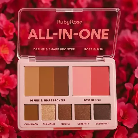 PALETA DE BRONZER BLUSH E SOMBRA ALL IN ONE RUBY ROSE LANÇAMENTO