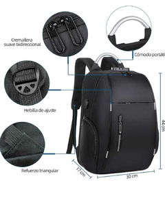 Mochila Antirrobo Urbana Impermeable Porta Notebook con Carga USB - Mate & Trend
