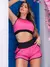Conjunto Esportivo Feminino Academia Dry Fit Furadinho Cropped sem Bojo e Short com Bolsos - comprar online
