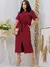 Vendedor Indicado conjunto cropped alongado despojado feminino + saia midi com fenda frontal moletinho para trabalho ou passeio