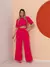 conjunto de blusa com manga curto e calça pantalona de alfaiataria C606 - comprar online