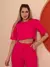 conjunto de blusa com manga curto e calça pantalona de alfaiataria C606 - loja online