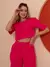 conjunto de blusa com manga curto e calça pantalona de alfaiataria C606