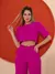 conjunto de blusa com manga curto e calça pantalona de alfaiataria C606
