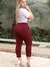 CALÇA CAPRI FEMININA JACQUARD LINHO COM BOLSO E BOTAO.