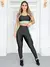 Conjunto de Academia Fitness Feminino com Cropped Sem Bojo e Calça com Recorte Colorido - MAG