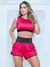 Imagem do Conjunto Esportivo Feminino Academia Dry Fit Furadinho Cropped sem Bojo e Short com Bolsos