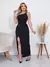 Vestido mídi com fenda - loja online
