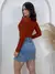 Imagem do Body Feminino Manga Longa Bojo Frente Transpassada Marquezine