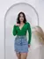 Imagem do Body Feminino Manga Longa Bojo Frente Transpassada Marquezine