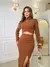Conjunto de Saia Maxi Midi com fenda frontal e Blusa Gola Alta Cacharrel manga longa - comprar online