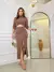 Conjunto de Saia Maxi Midi com fenda frontal e Blusa Gola Alta Cacharrel manga longa - MAG