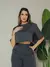conjunto de blusa com manga curto e calça pantalona de alfaiataria C606 - MAG