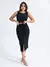 Conjunto Feminino Cropped e Saia Midi Malha Crepe