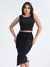 Conjunto Feminino Cropped e Saia Midi Malha Crepe