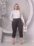 CALÇA CAPRI FEMININA JACQUARD LINHO COM BOLSO E BOTAO. - loja online
