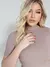 Blusa Manga Curta Gola Alta Malha Ribana Canelada Feminina Básica Elegante Confortável - comprar online