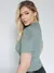 Blusa Manga Curta Gola Alta Malha Ribana Canelada Feminina Básica Elegante Confortável - comprar online