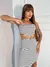 Vestido Feminino Midi Com Fenda Sem Alça Detalhe Metal Prata na internet