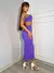 Vestido Feminino Midi Com Fenda Sem Alça Detalhe Metal Prata - comprar online