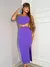 Imagem do Vestido Feminino Midi Com Fenda Sem Alça Detalhe Metal Prata