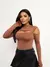 Body Feminino Bori Manga Longa Recorte Busto Vazado na Manga Gola Alta Chic Collant Atemporal Segunda Pele - comprar online