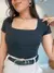 Blusa Feminina Canelada Decote Quadrado Manga Curta Blusinha Casual Dia a Dia
