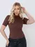 Blusa Manga Curta Gola Alta Malha Ribana Canelada Feminina Básica Elegante Confortável - comprar online