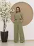 conjunto de blusa com manga curto e calça pantalona de alfaiataria C606 - MAG